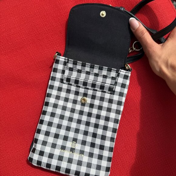Nanette Lepore Black & White Gingham Faux Leather Phone Wallet Crossbody – New - Picture 3 of 12